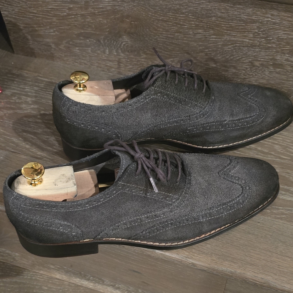 Cole Haan Men's Suede Oxford Shoes - Dark Gray - Picture 3 of 6